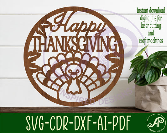 Happy thanksgiving wall sign design 2 SVG / DXF / AI / PDF / CDR