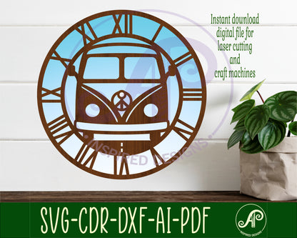 Vintage Van wall clock template design