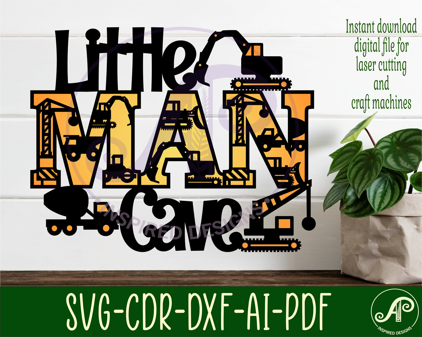 Little man cave construction wall sign design SVG / DXF / AI / PDF / CDR