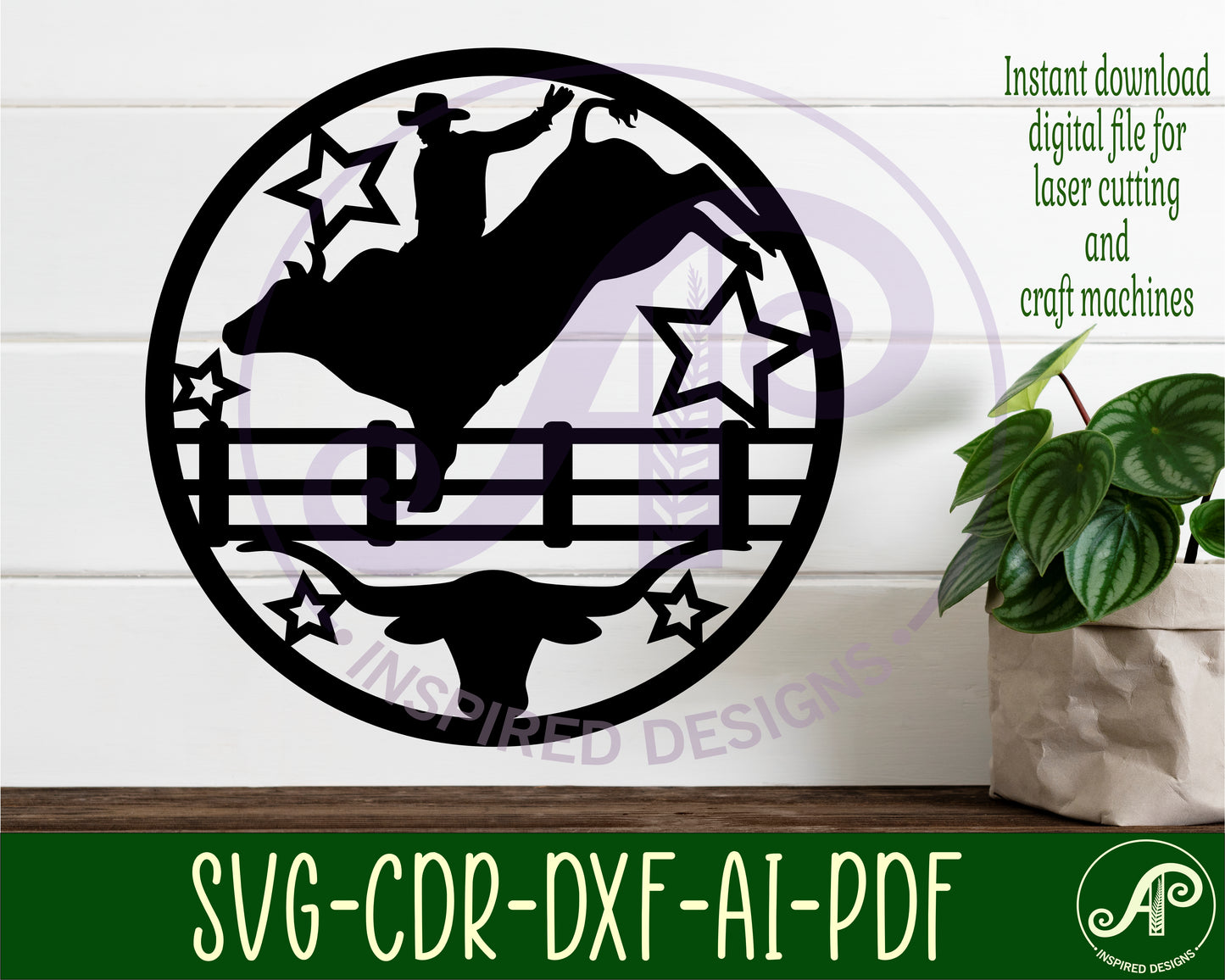 Bull rider wall sign design SVG / DXF / AI / PDF / CDR