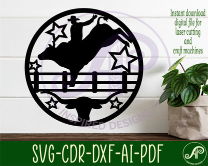 Bull rider wall sign design SVG / DXF / AI / PDF / CDR