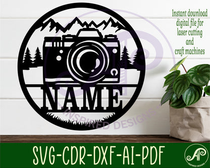 Photographer name wall sign. SVG / DXF / AI / PDF / CDR