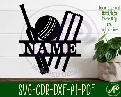 Cricket shape name sign SVG / DXF / AI / PDF / CDR