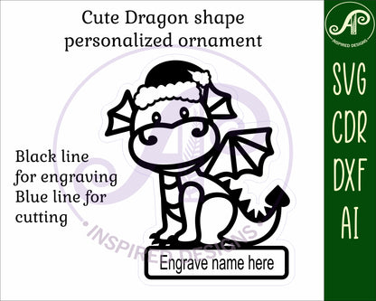 Cute Dragon engraved ornament design SVG / DXF / AI