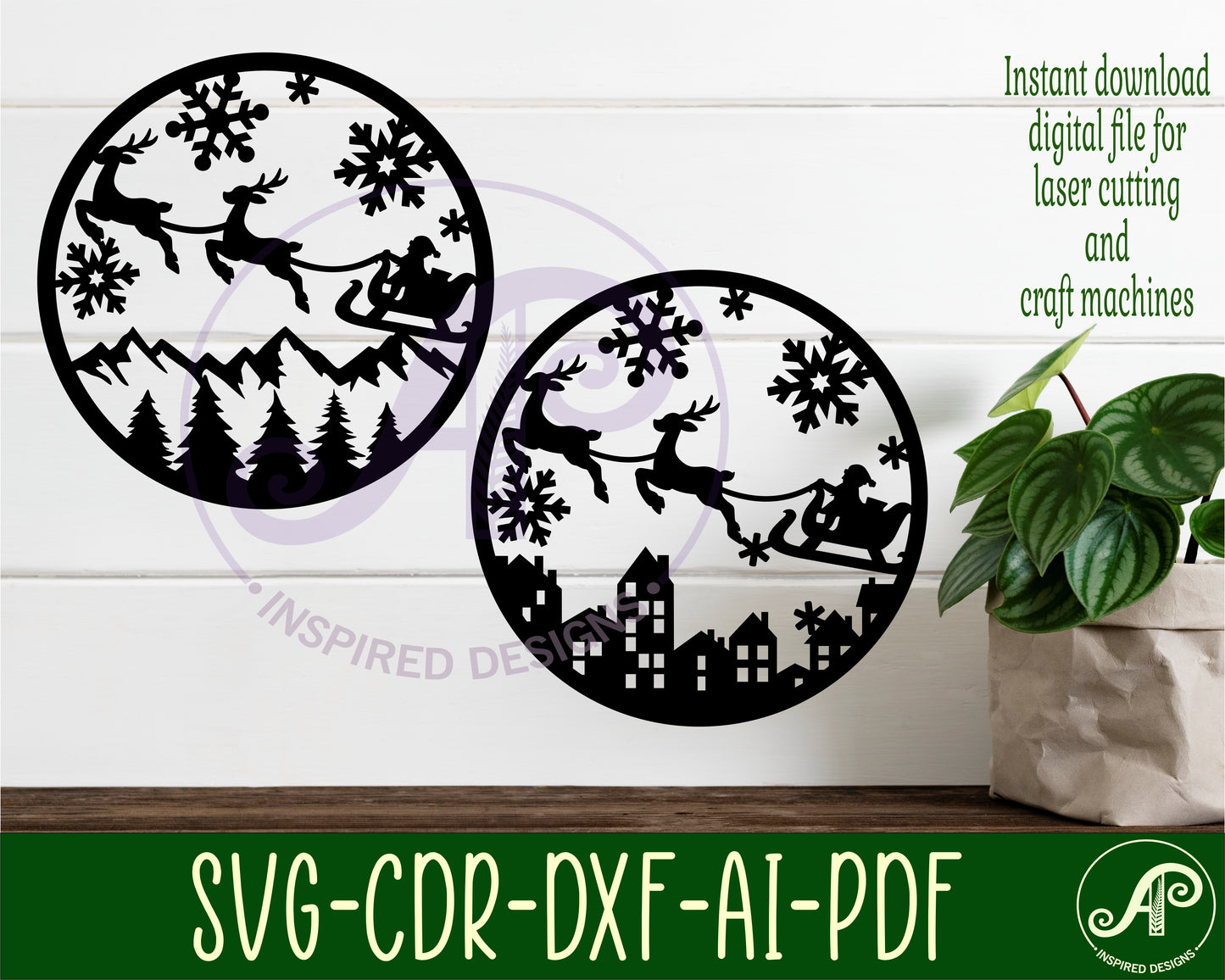 Santa sleigh wall sign design SVG / DXF / AI / PDF / CDR