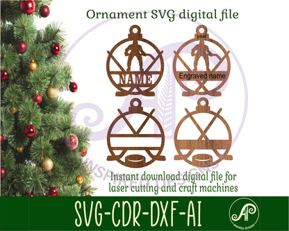 Hockey Christmas Ornament SVG laser cut files