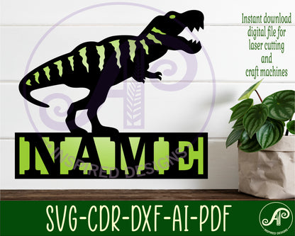 T rex detailed shape name sign SVG / DXF / AI / PDF / CDR