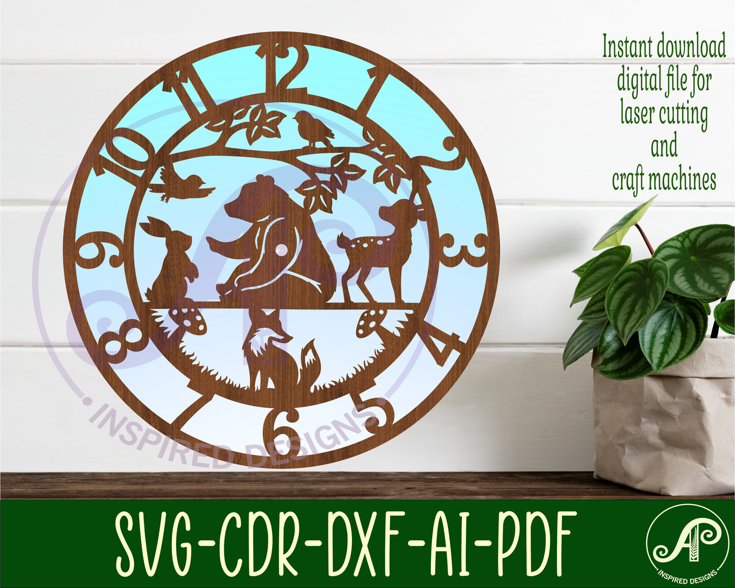 Woodland clock template design