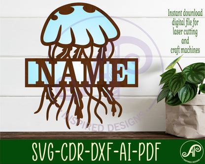 Jellyfish name sign SVG / DXF / AI / PDF / CDR