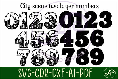 City wall numbers set. two layers