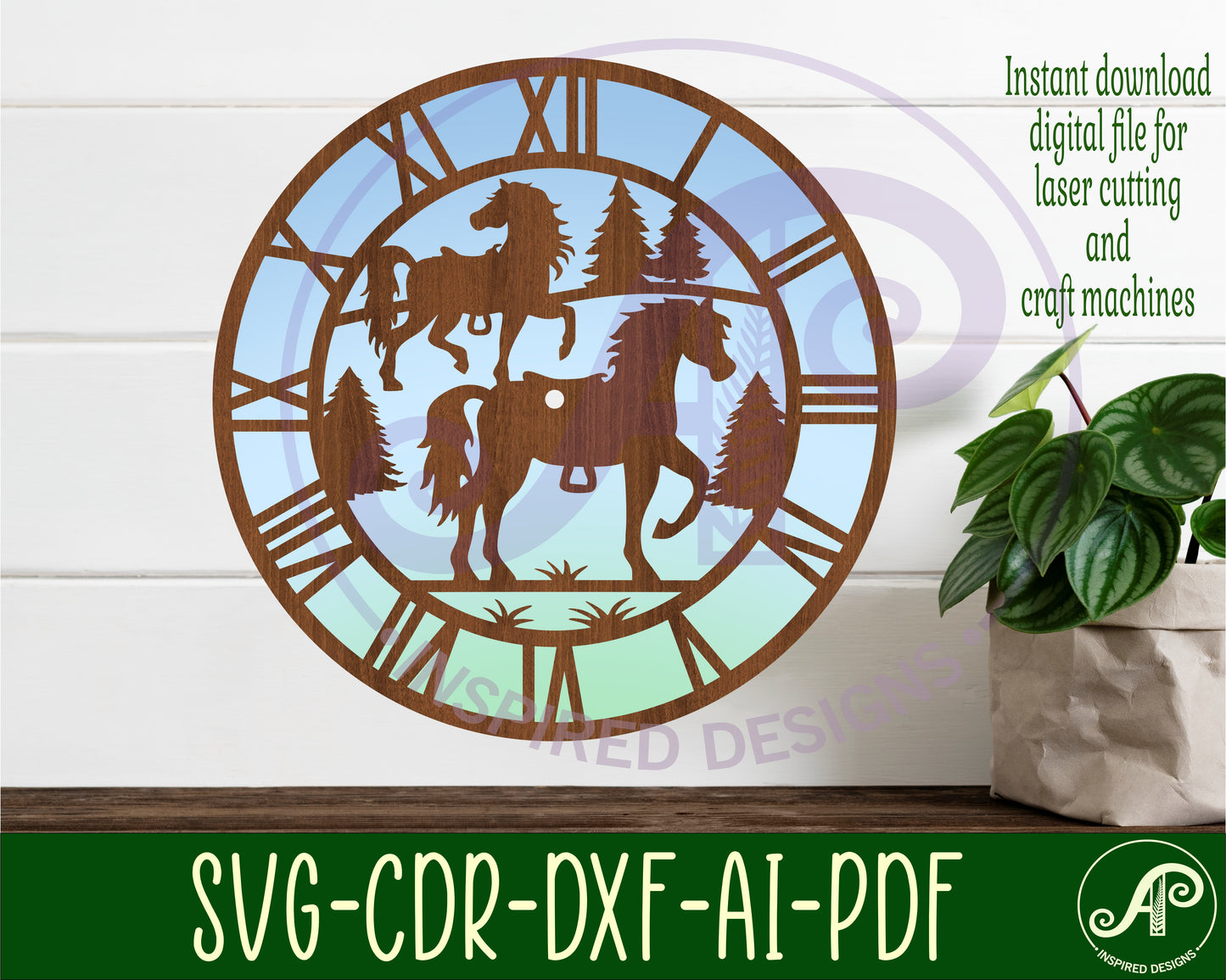 Horses clock template design