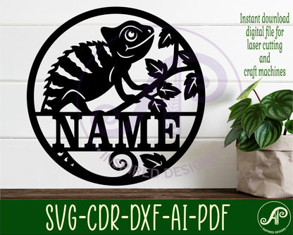 Chameleon name wall sign. SVG / DXF / AI / PDF / CDR