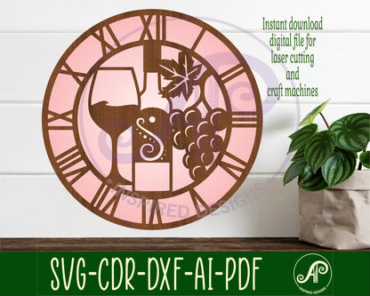 Wine wall clock template designs