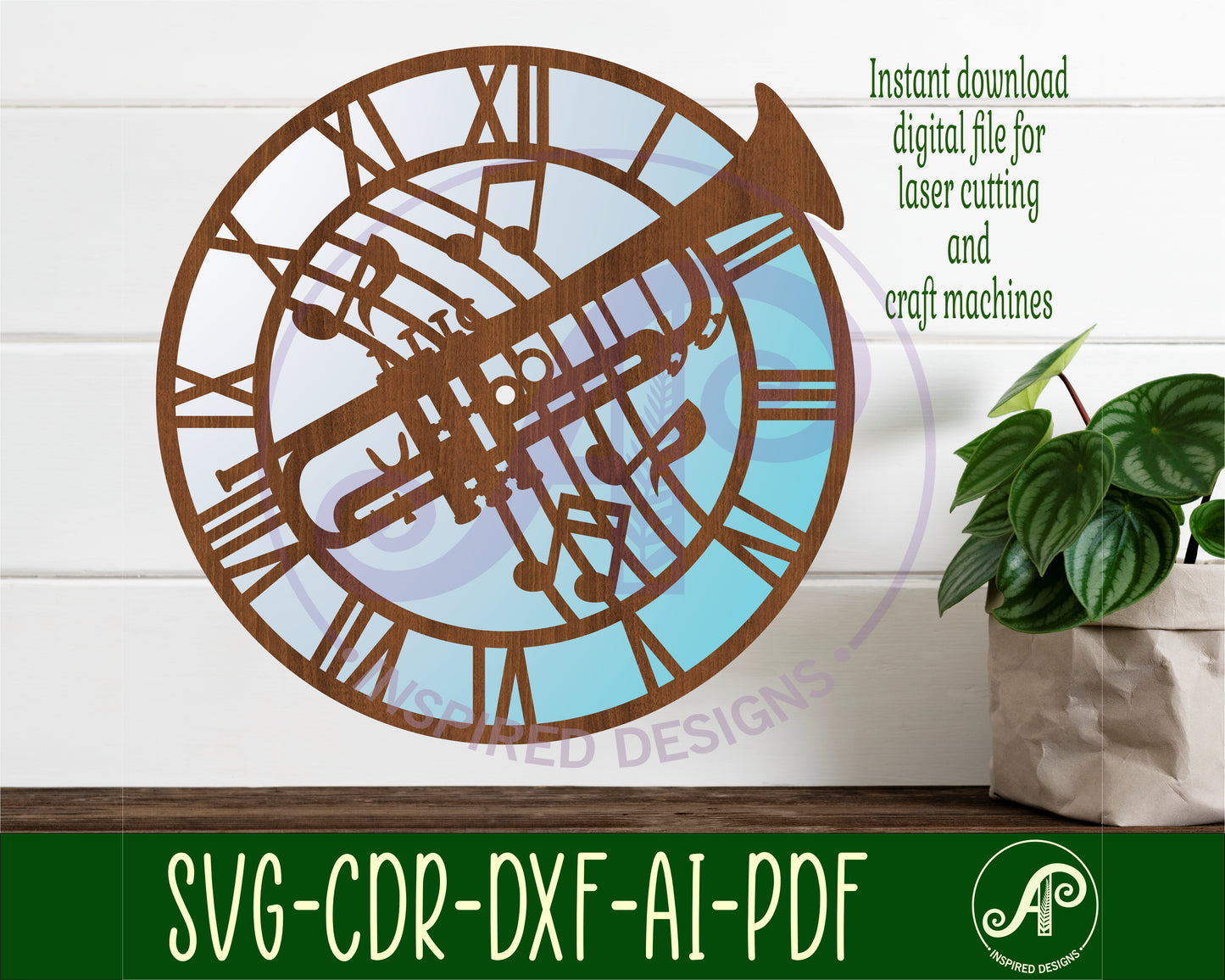 trumpet clock template design