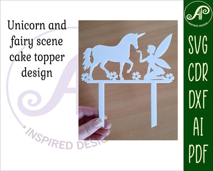 Unicorn and fairy cake topper design SVG / DXF / AI / PDF / CDR