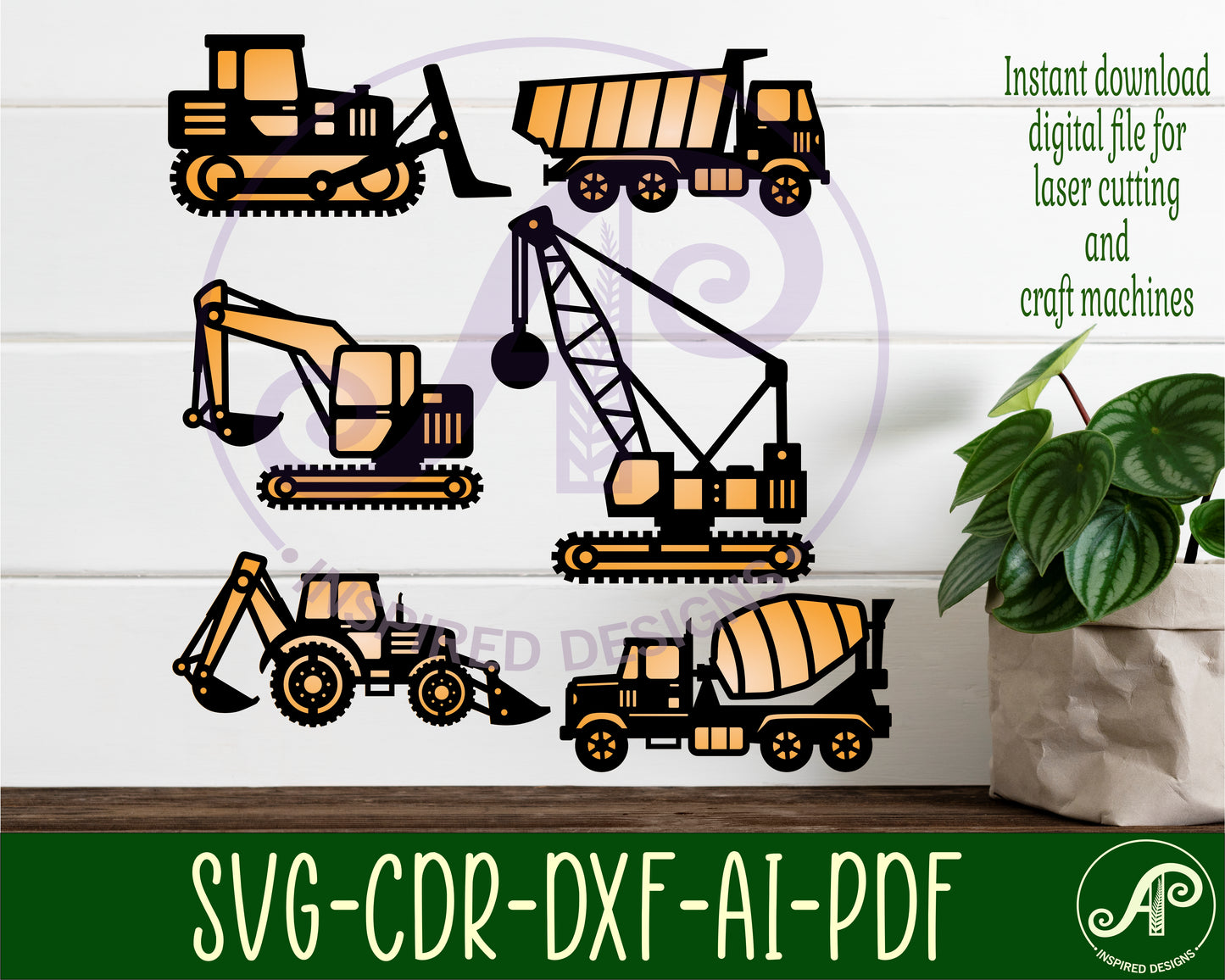 Construction vehicles designs, 6 two layer shapes