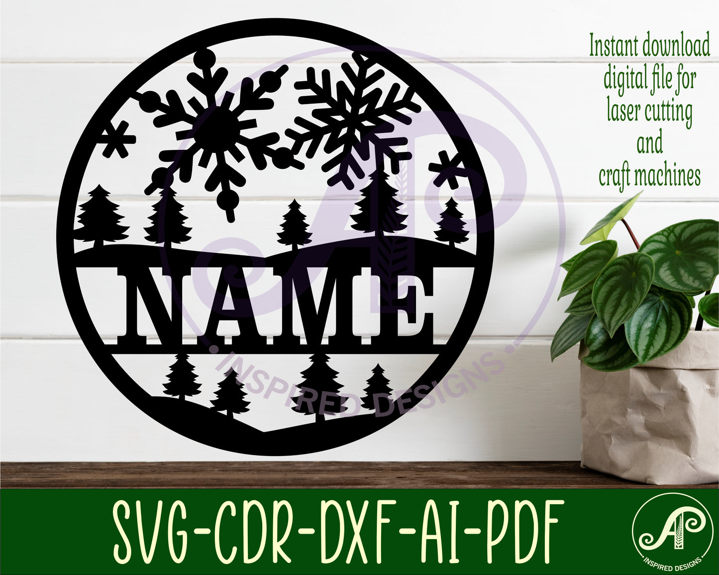 Snowy fields name wall sign. SVG / DXF / AI / PDF / CDR