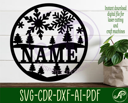 Snowy fields name wall sign. SVG / DXF / AI / PDF / CDR