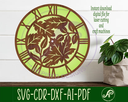 Leaves wall clock template designs