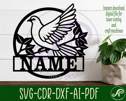 Dove name wall sign. SVG / DXF / AI / PDF / CDR