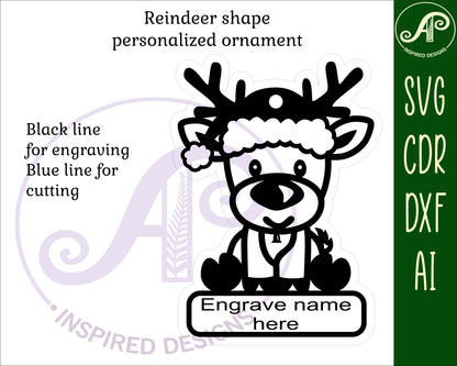 Reindeer engraved ornament design SVG / DXF / AI