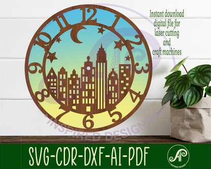 City scene clock template design