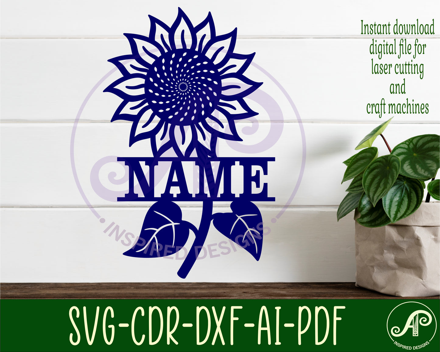 Sunflower shape name sign SVG / DXF / AI / PDF / CDR