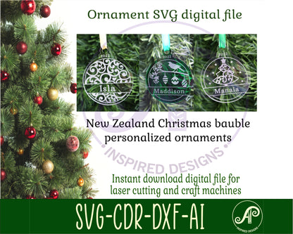 5 New Zealand, kiwiana  engraved ornament designs SVG / DXF / AI