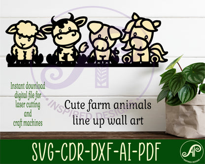 Cute farm animal line up wall sign design SVG / DXF / AI / PDF / CDR