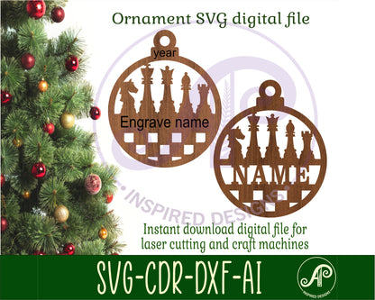 Chess Christmas Ornament SVG laser cut files