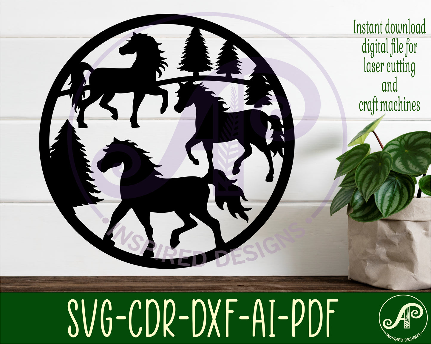 Wild horses wall sign design SVG / DXF / AI / PDF / CDR