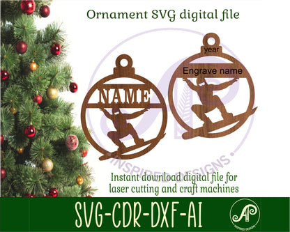 Snowborder Christmas Ornament SVG laser cut files