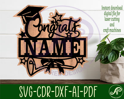 Congrats graduate shape name sign SVG / DXF / AI / PDF / CDR