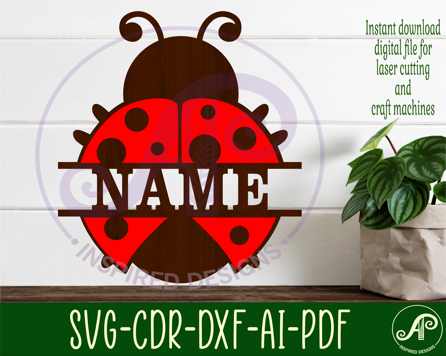 Ladybug two layer shape name sign SVG / DXF / AI / PDF / CDR