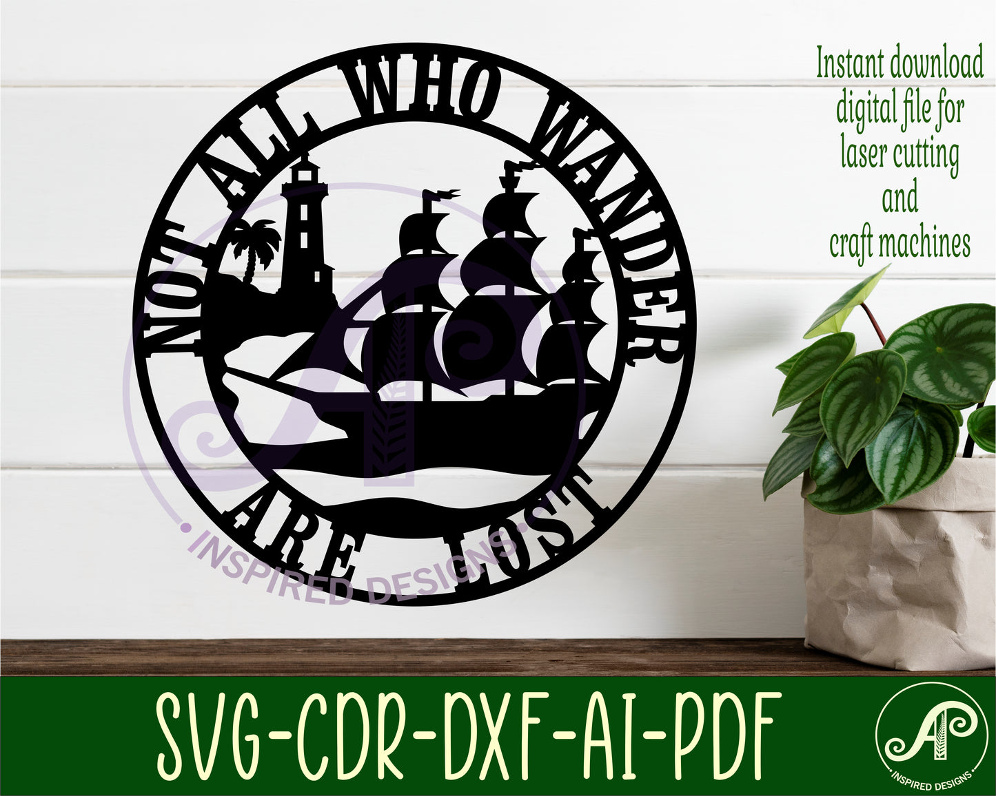 Not all who wander nautical wall sign design SVG / DXF / AI / PDF / CDR