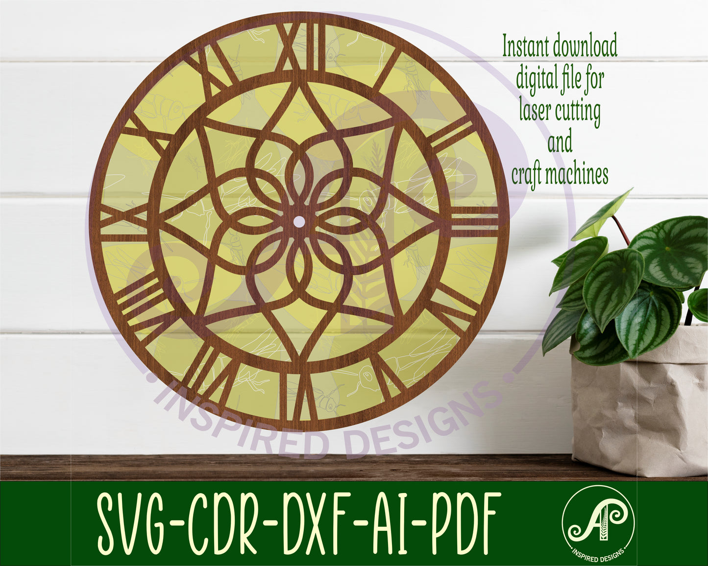 Geometric pattern clock template design 3