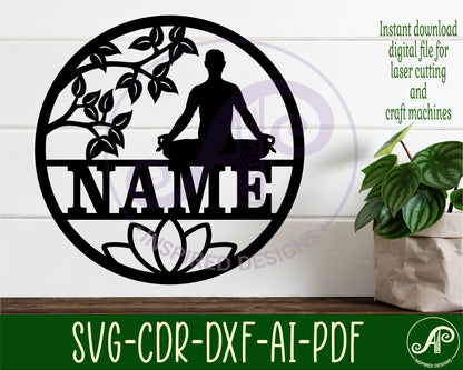 Yoga male  name wall sign. SVG / DXF / AI / PDF / CDR