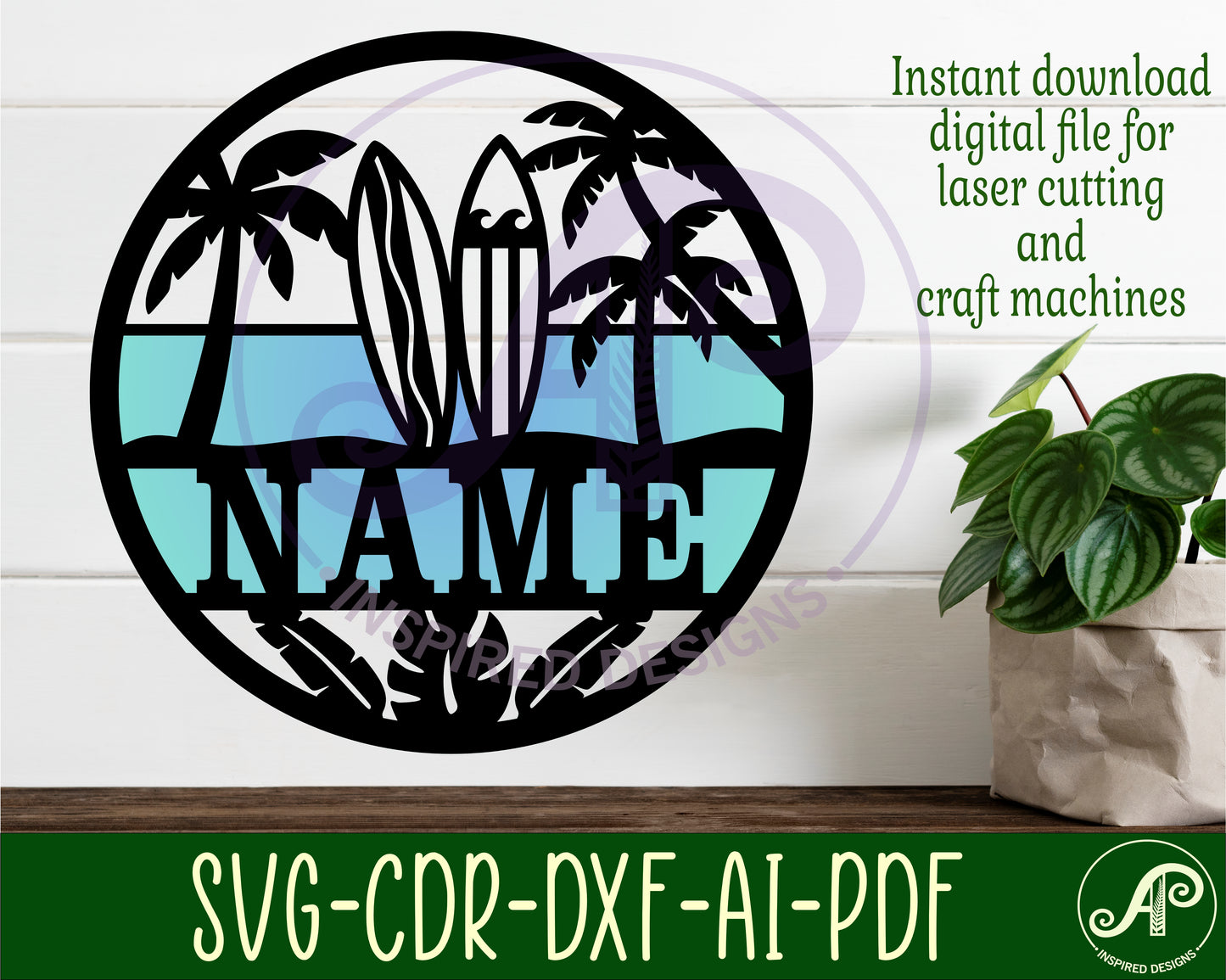 Surfers beach name wall sign. SVG / DXF / AI / PDF / CDR