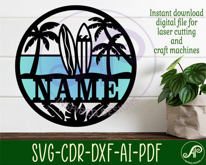 Surfers beach name wall sign. SVG / DXF / AI / PDF / CDR