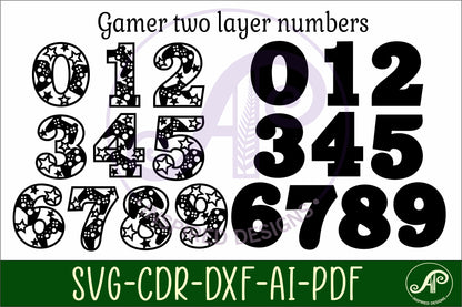 Gamer wall numbers set. two layers