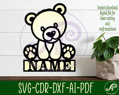 Bear shape name sign SVG / DXF / AI / PDF / CDR