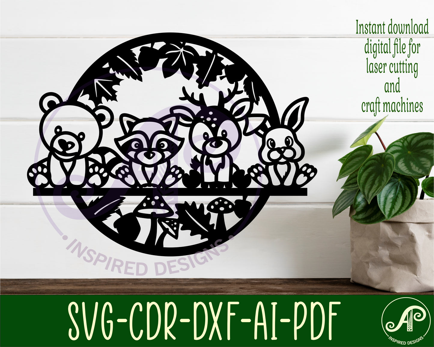 Cute woodland animal wall sign design SVG / DXF / AI / PDF / CDR