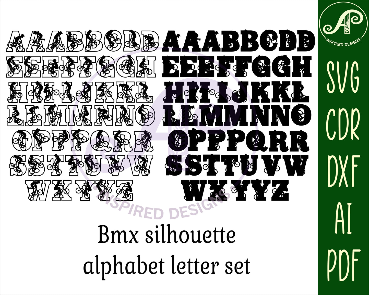 BMX alphabet letter set. 50 letter options