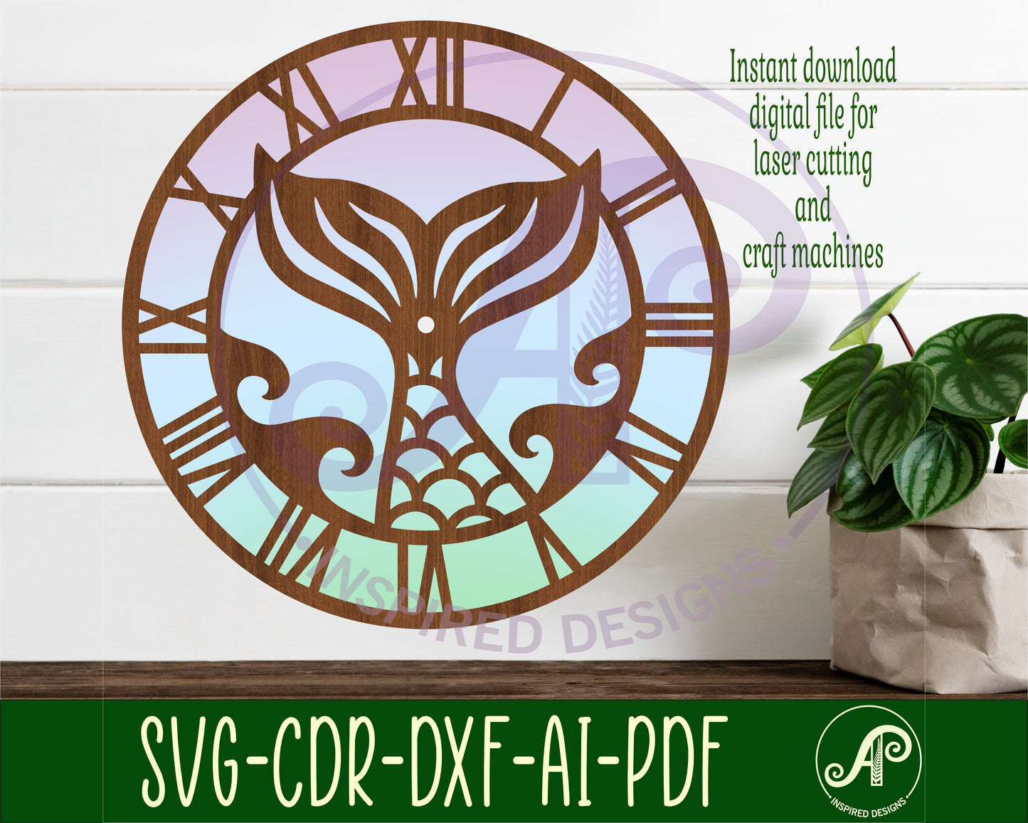 Mermaid tail clock template design