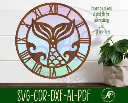 Mermaid tail clock template design