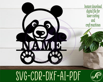 Panda shape name sign SVG / DXF / AI / PDF / CDR