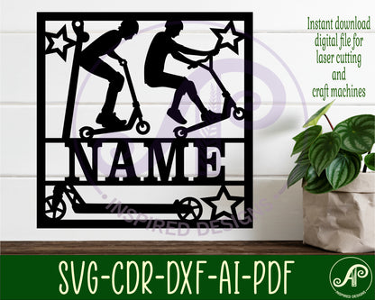 Scooter male name wall sign. SVG / DXF / AI / PDF / CDR