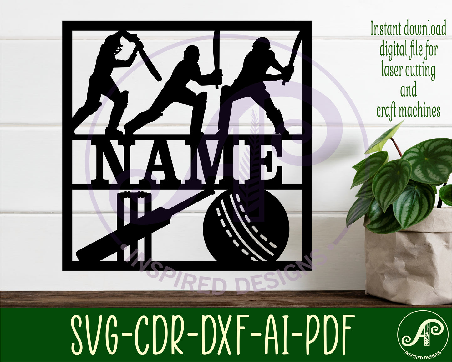 Cricket name wall sign. SVG / DXF / AI / PDF / CDR