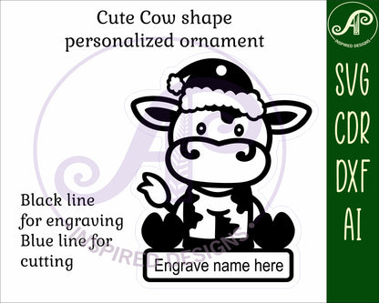 Cow engraved ornament design SVG / DXF / AI