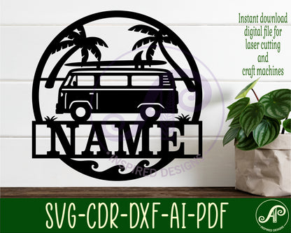 Vintage van name wall sign. SVG / DXF / AI / PDF / CDR